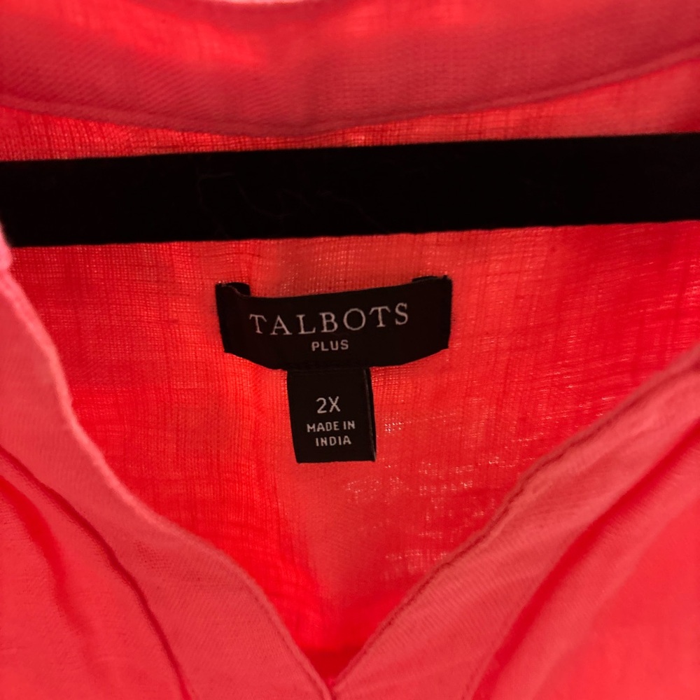 Talbots Plus Coral-Pink Sleeveless Top 2X. Linen